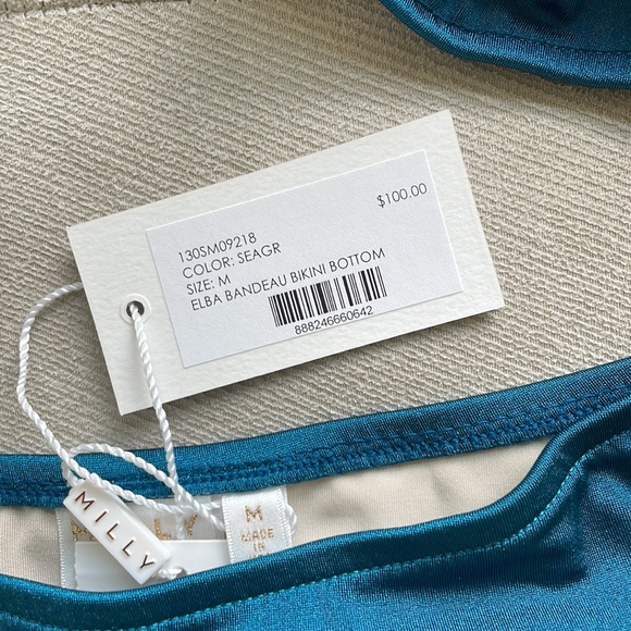 NWT Milly Cabana Womens Cabana Elba Bandeau Bikini Top & Bottom COLOR SeaGreen M - Picture 3 of 11